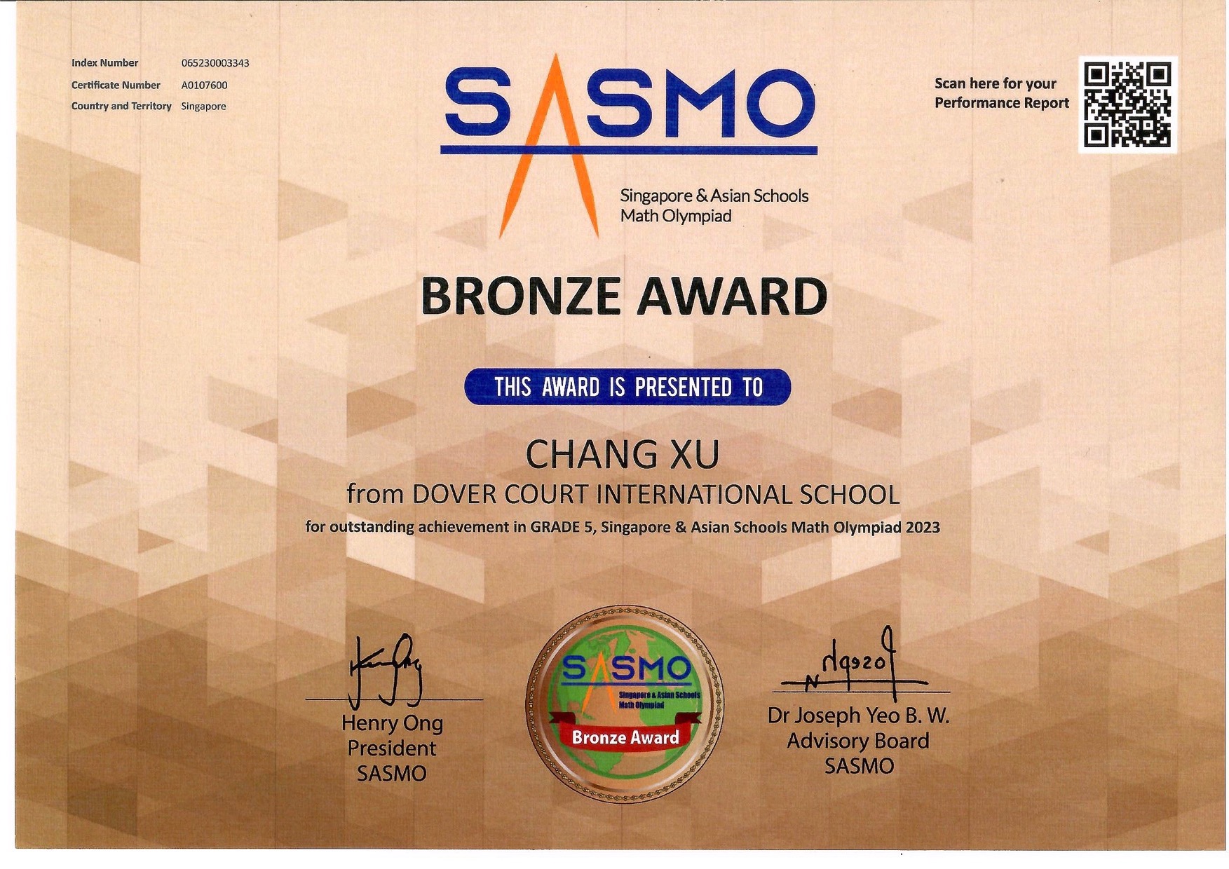 SASMO Bronze Award